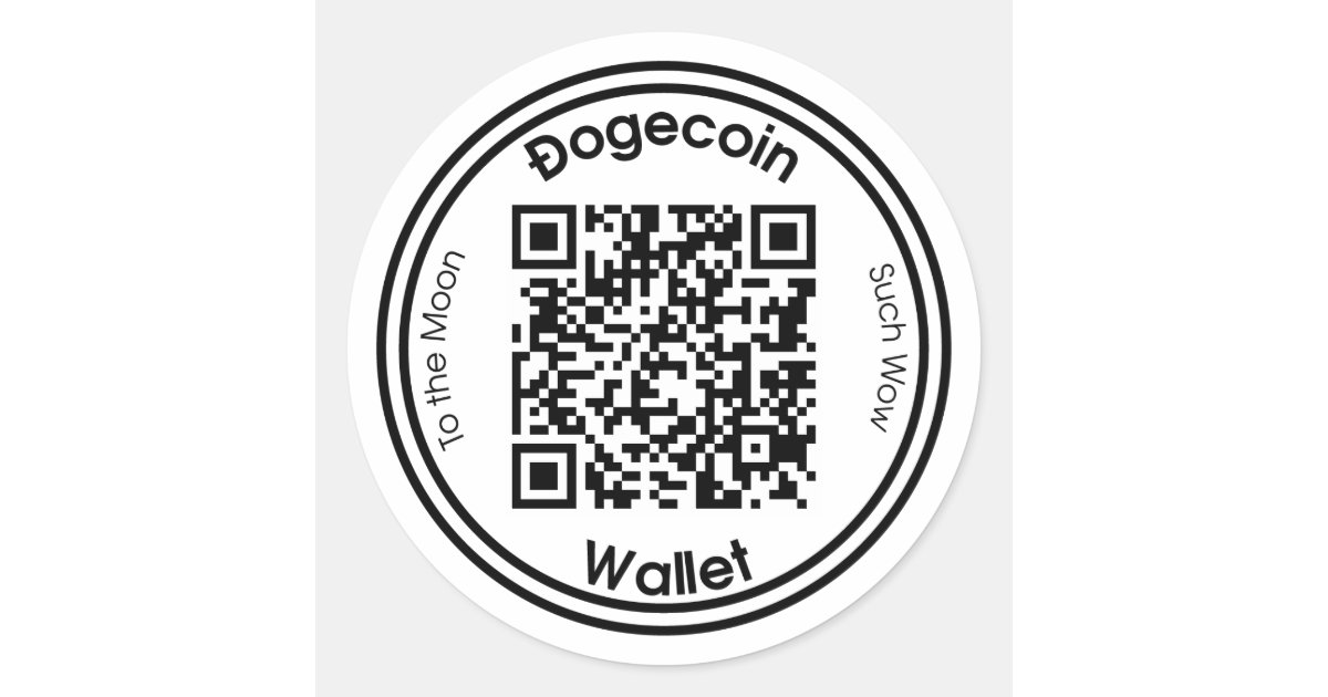 Dogecoin Wallet QR Code Round Sticker | Zazzle