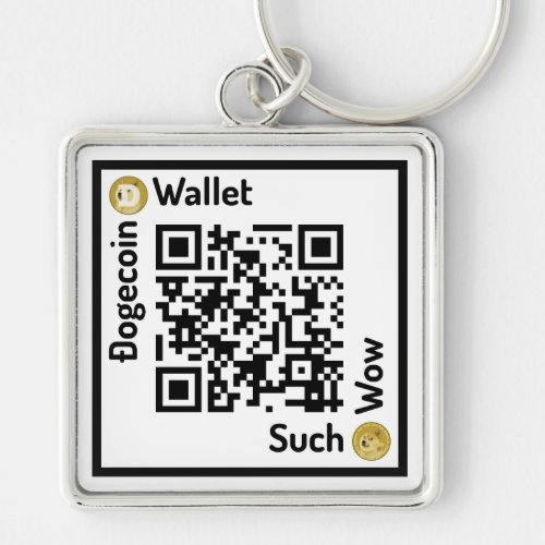 Dogecoin Wallet QR Code Square Keychain