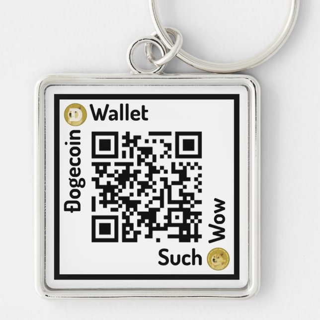 Dogecoin Wallet QR Code Square Keychain (Front)