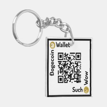 Dogecoin Wallet QR Code Square Keychain 2 sided | Zazzle