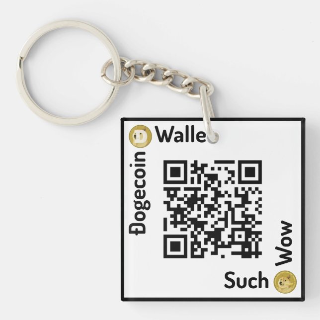 Dogecoin Wallet QR Code Square Keychain 2 sided (Front)