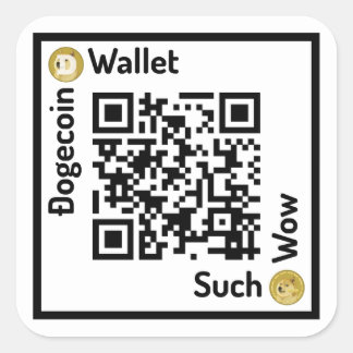 Dogecoin Wallet QR Code Square Sticker