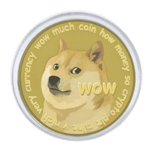 Dogecoin Wow Doge Coin Very Much Crypto Currency Silver Finish Lapel Pin