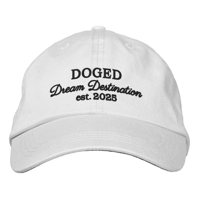 DOGED Dream Destination - black embroider Embroidered Baseball Cap (Front)