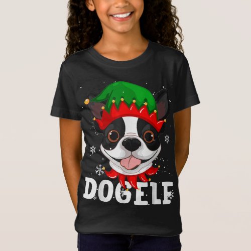 Dogelf Boston Terrier Dog Funny Ugly Christmas Swe T_Shirt