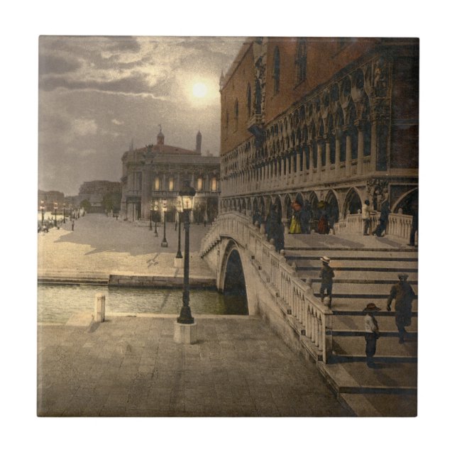 Doge's Palace by Moonlight, Venice, Italy Ceramic Tile (Front)
