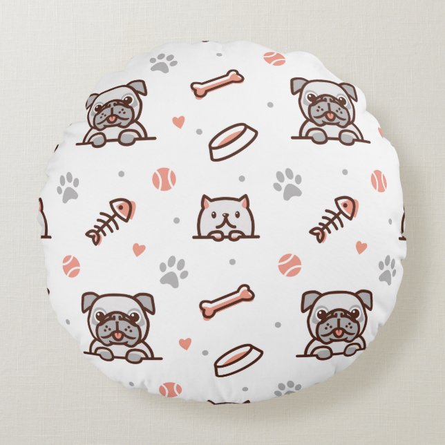 Dogg Mix Round Pillow (Front)