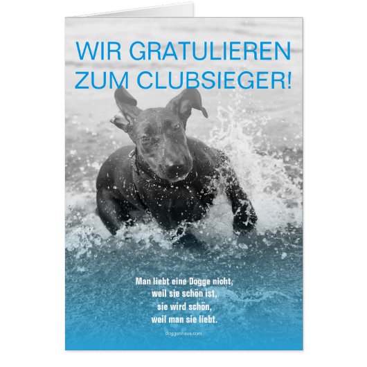 Doggen Sieger Grußkarte (Front)