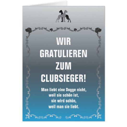 Doggen Sieger Grußkarte (Front)