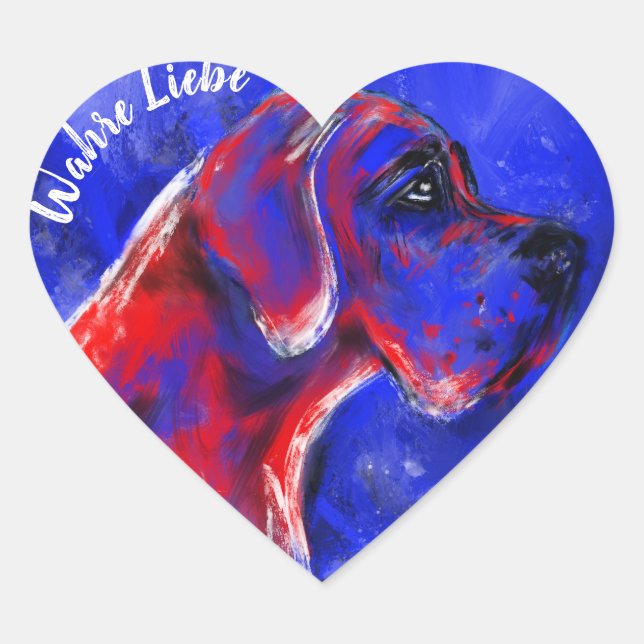 Doggenaufkleber rot blau Herz Heart Sticker (Front)