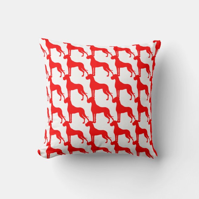Doggenmuster in Rot auf Sofakissen Throw Pillow (Front)