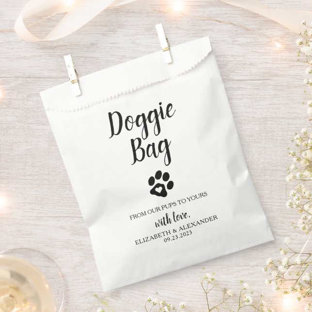 Doggie Bag Biscuit Bar Dog Treat Wedding Favor Bag (Clipped)