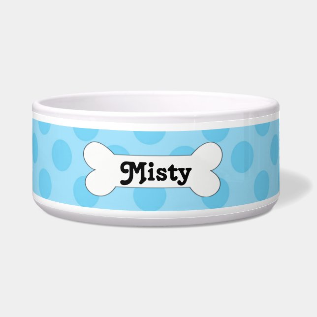Doggie Blues- Light Blue Personalized Dog Bowl (Front)