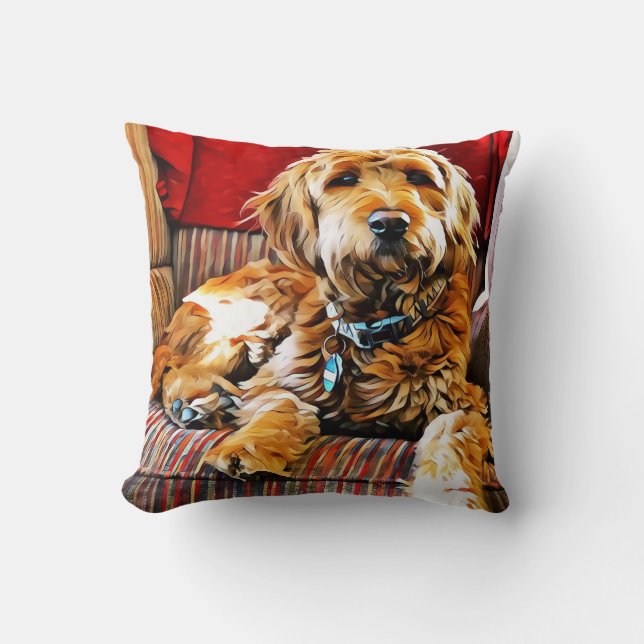 Doggie Chair Warmer Throw Pillow (Front)