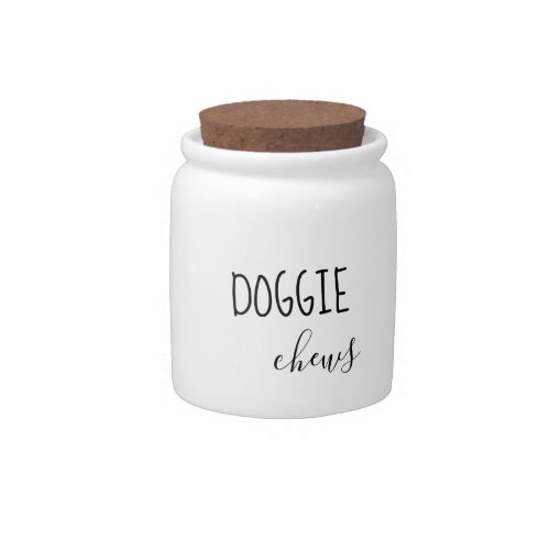Doggie Chews Treat Jar  Farmhouse Script