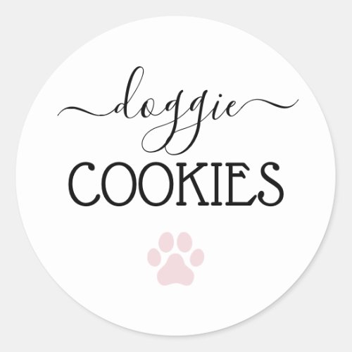 Doggie Cookies Treats Calligraphy Favor Classic Round Sticker