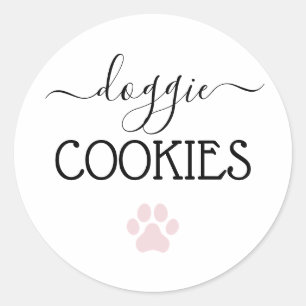 Doggie Cookies Treats Calligraphy Favor Classic Round Sticker