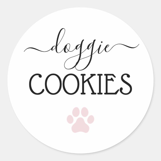 Doggie Cookies Treats Calligraphy Favor Classic Round Sticker (Front)