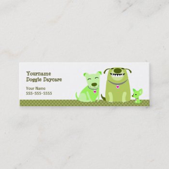 Doggie Daycare Green Dogs Mini Business Card by PetProDesigns at Zazzle
