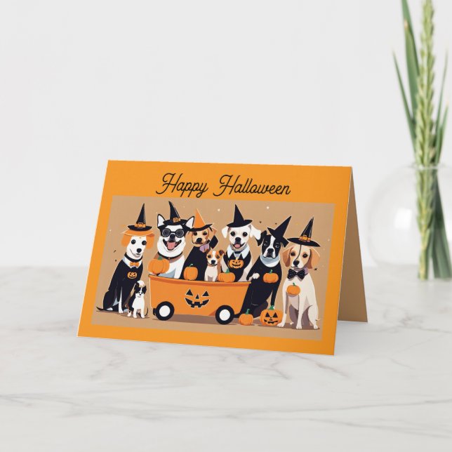 Doggie Halloween Costume Party Card (Front)