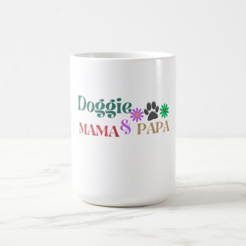 Doggie Mama And Papa Retro  Coffee Mug