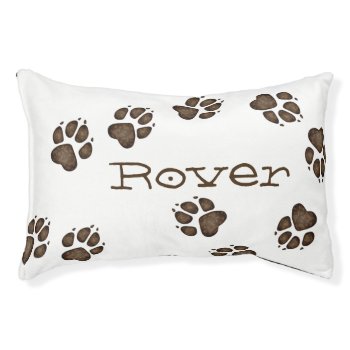 Doggie Paw Prints In Brown Splotches - Dog Bed 3 by LilithDeAnu at Zazzle