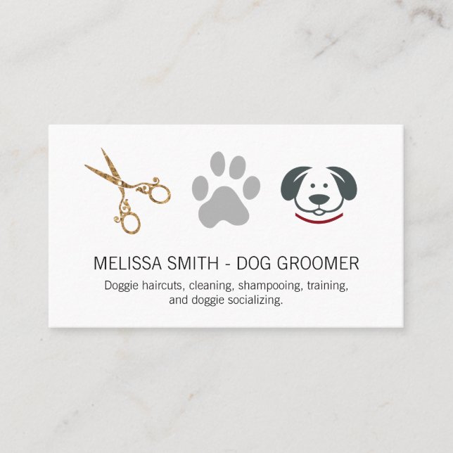 Doggie Paw | Scissors Business Card (Front)