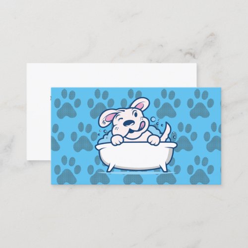 Doggie Paws Pattern  Dog in Bathtub Business Card