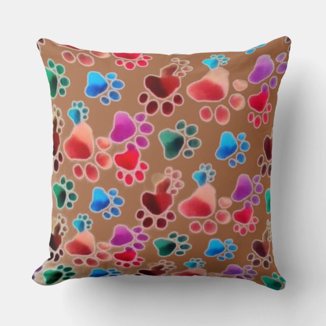 Doggie Paws Throw Pillow (Front)