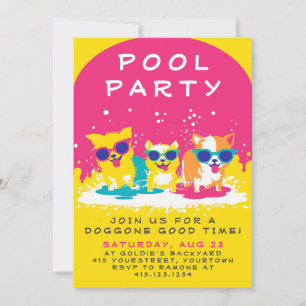 Doggie Pool Party Invitation    Customizable