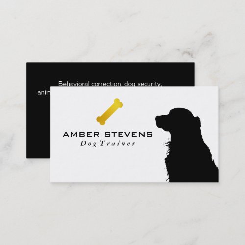 Doggie Silhouette  Gold Dog Bone Business Card