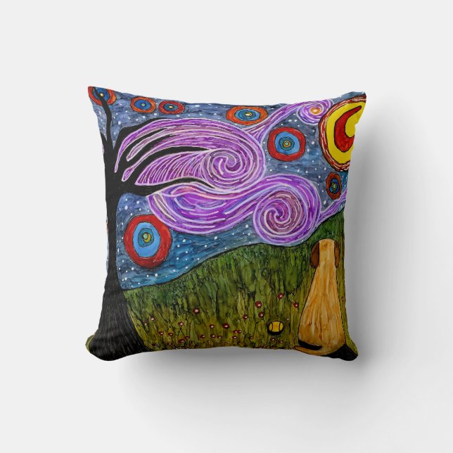 Doggie Starry Night Decorative Pillow (Front)