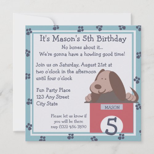Doggie Tales/ Party Personalized Invitation