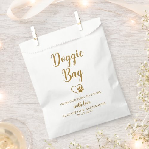 Doggie Treats Personalize Elegant Gold Pet Wedding Favor Bag
