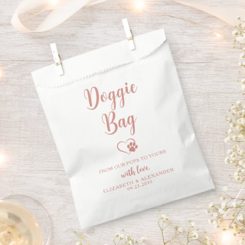 Doggie Treats Personalized Rose Gold Pet Wedding Favor Bag