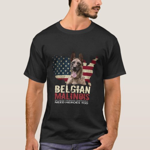 Doggie Usa Dog Owner Usa Belgian Malinois T_Shirt