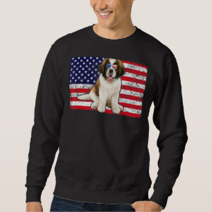 Doggie Usa Dog Owner Usa Saint Bernard Usa Flag Sweatshirt