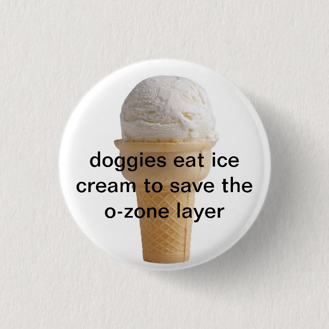 doggies eat ice cream button (Front)
