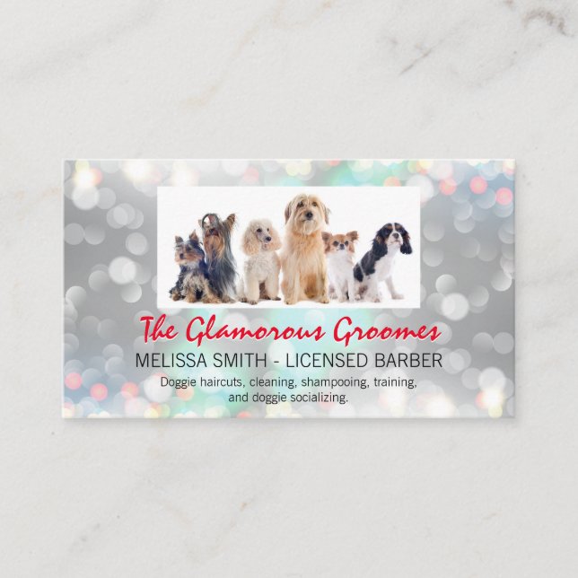 Doggies | Sparkle Background Business Card (Front)