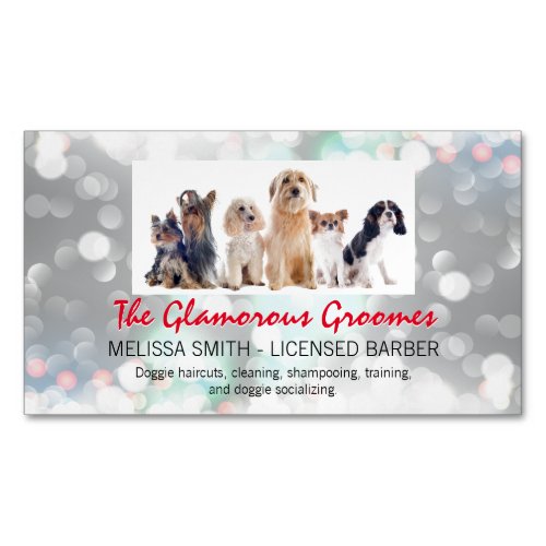 Doggies  Sparkle Background Business Card Magnet