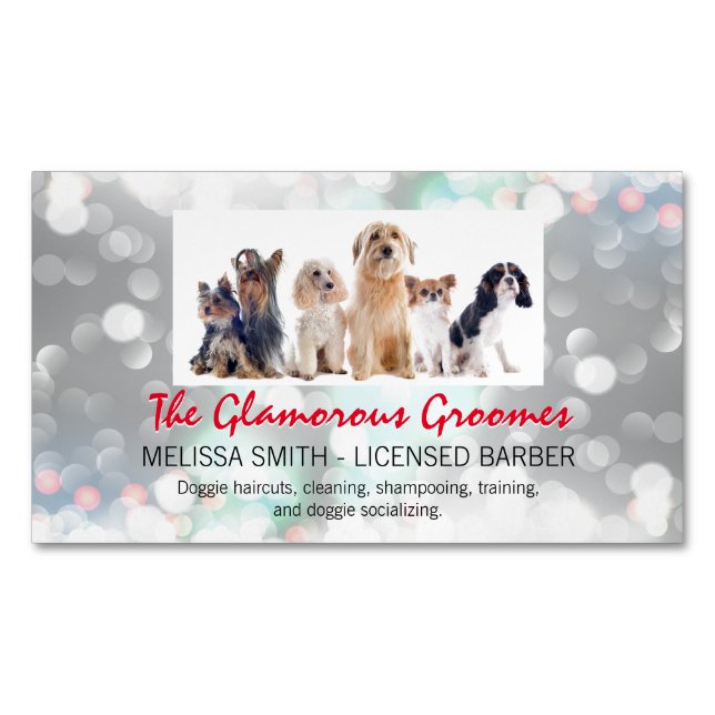 Doggies | Sparkle Background Business Card Magnet (Front)