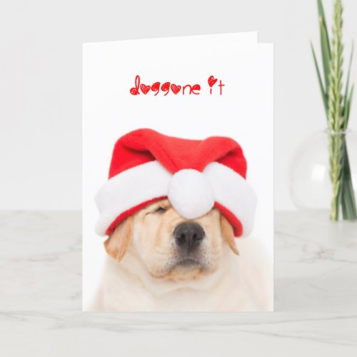 Doggone It Yellow Lab Puppy Christmas Holiday Card