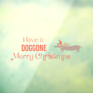 Doggone Merry Christmas Weiner Dog Window Cling