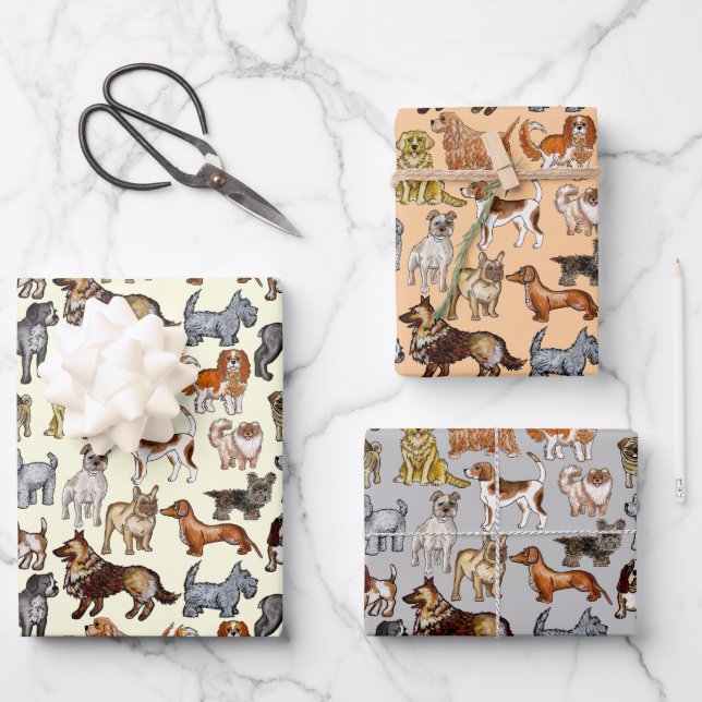 Doggos Dogs Design Wrapping Paper Sheets (Front)