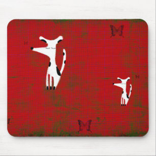 doggy baby love red butterfly distressed mousepad