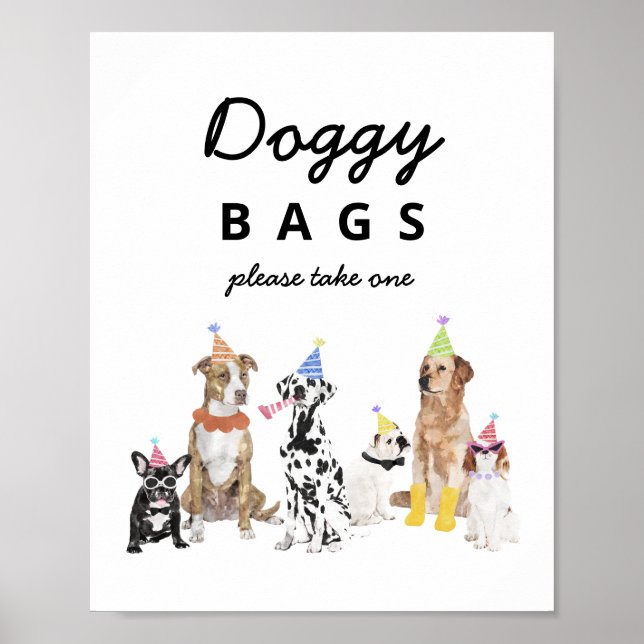  Doggy Bags Dog Birthday Favors Sign (Front)