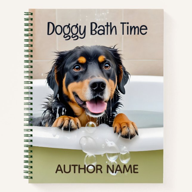 Doggy Bath Time Book Cover Inspiration Notebook (Front)