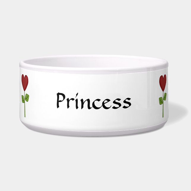 Doggy Best Friend Garden - Red Heart Flowers Bowl (Front)