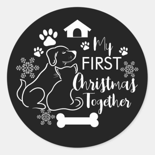 Doggy Christmas Present pooch Custom Cat pets  C Classic Round Sticker