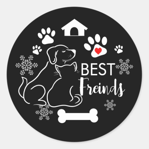 Doggy Christmas Present pooch Custom Cat pets Classic Round Sticker